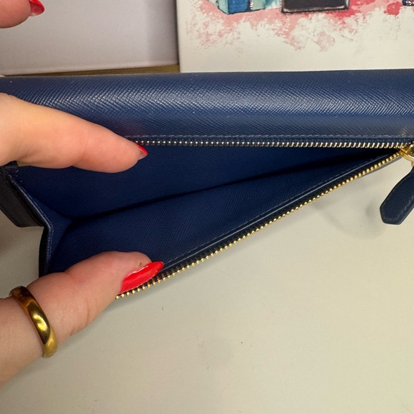 Prada Navy Blue Wallet with Gold Accents - Picture 3 of 8